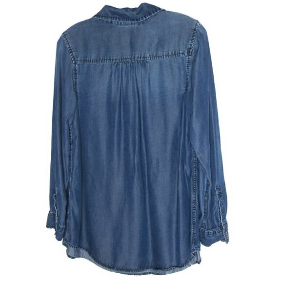 Liz Lange Maternity - Long Sleeve Blue Chambray Shirt -Small - Picture 4 of 6